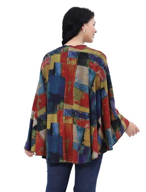 Parsley & Sage Edith Print/Solid Reversible Wrap - Image 2
