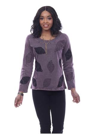 Parsley & Sage Honor Vintage Wash Embroidery Top (Plum)(20F540C5)
