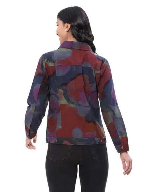 Parsley & Sage Frankie Jean Jacket (BURG/BLU/MULTI) - Image 2