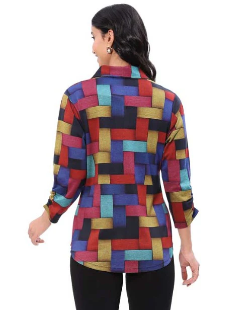 Parsley & Sage Glory Print 3 Button Pullover Shirt (MULTI) - Image 2