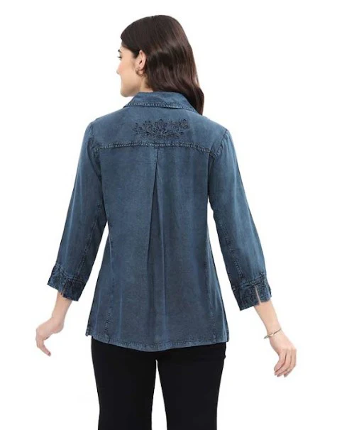 Parsley & Sage Harlyn Vintage Washed Tonal Shirt (BLU) - Image 2