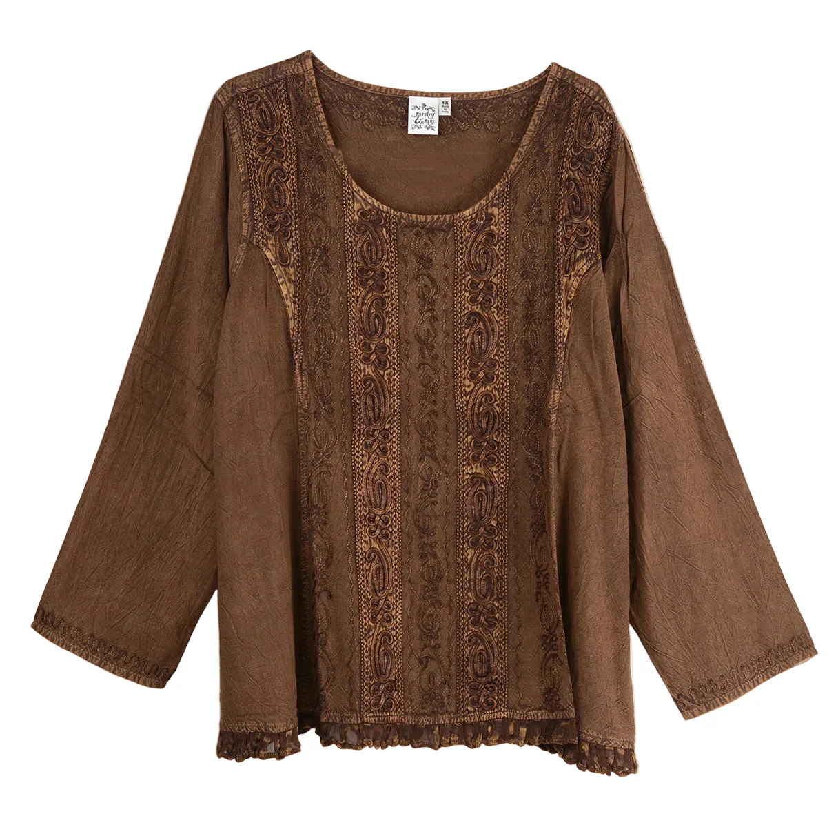 Parsley & Sage Tippy Top Vintage Washed Tonal Soutache Shirt (Gold)(24F581C) - Image 2
