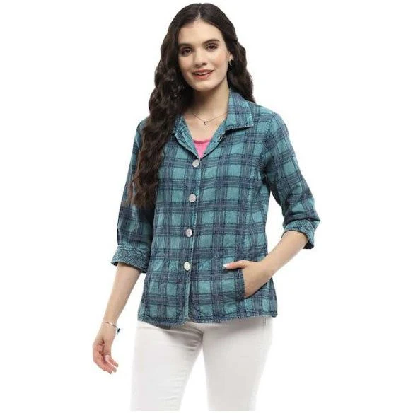 Parsley & Sage Ivie Reversible Denim Blue Hip Jacket