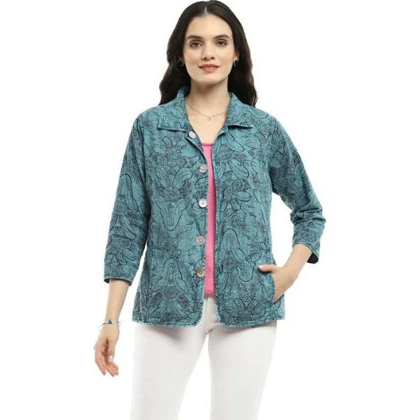 Parsley & Sage Ivie Reversible Denim Blue Hip Jacket - Image 3