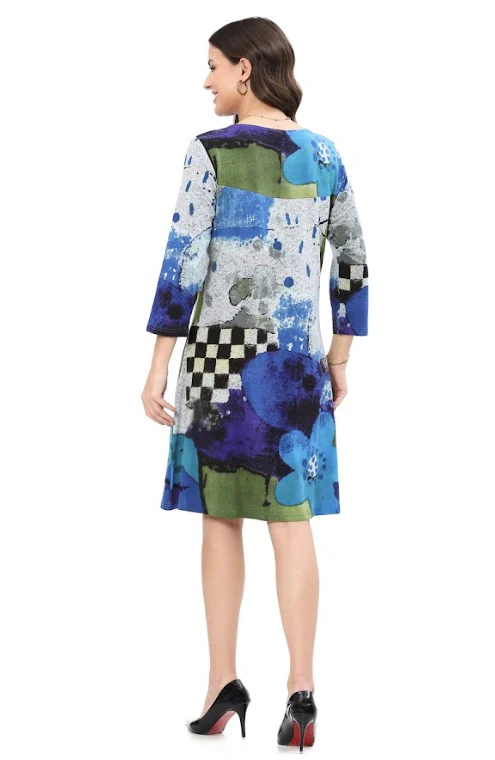 Parsley & Sage Kelsey Blue Multi Print Dress - Image 2
