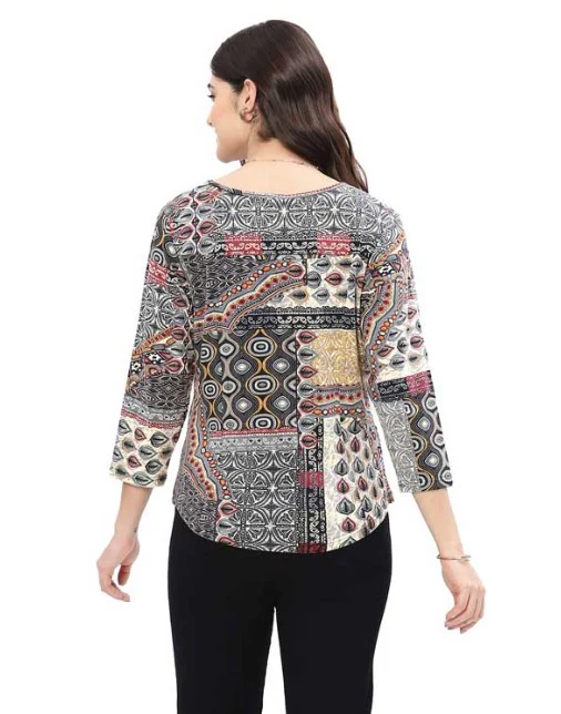 Parsley & Sage Macy Multi Printed Button Top (MULTI) - Image 2