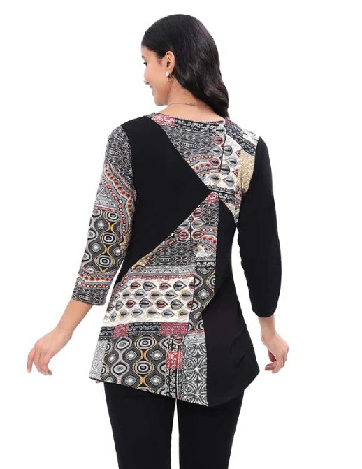Parsley & Sage Macy Shark Bite Hem Tunic (BLK/RED/BEIGE) - Image 2