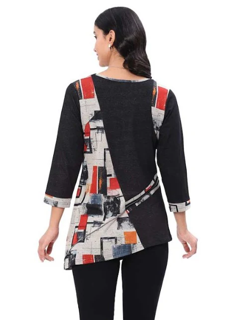Parsley & Sage Martha Asymmetrical Tunic (BLK/RED/GRY) - Image 2