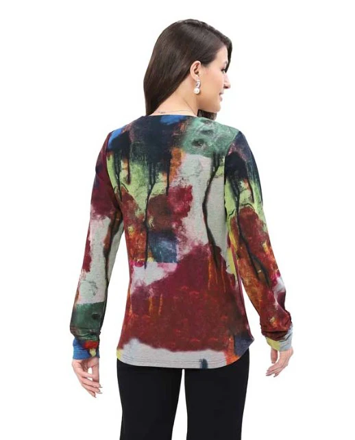 Parsley & Sage Nora Abstract Print Top (MULTI)(25w207C10) - Image 2