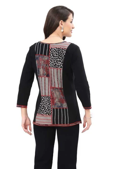 Parsley & Sage Ocean Multi Print Front Panel Print Top (GRY) - Image 2