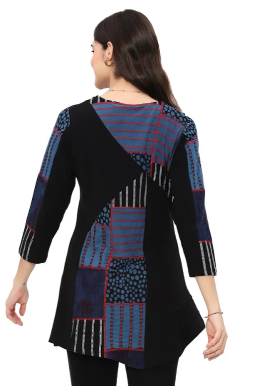 Parsley & Sage Ocean Front Panel Print Tunic Top (Blue)(25W208T8) - Image 2