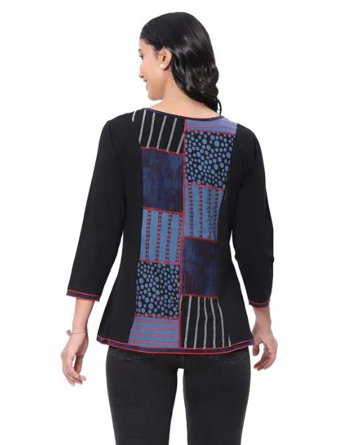 Parsley & Sage Ocean Front Panel Print Top (Blue) - Image 2
