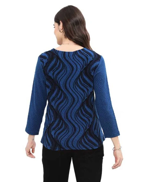 Parsley & Sage Paxton Print Top (BLU/BLK) - Image 2