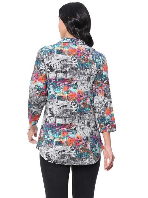 Parsley & Sage Peggy Abstract Print Shirt (MULTI)(25W209G) - Image 2