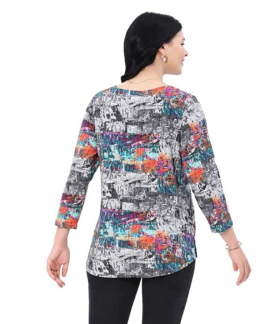 Parsley & Sage Peggy Abstract Print Top (MULTI) - Image 2