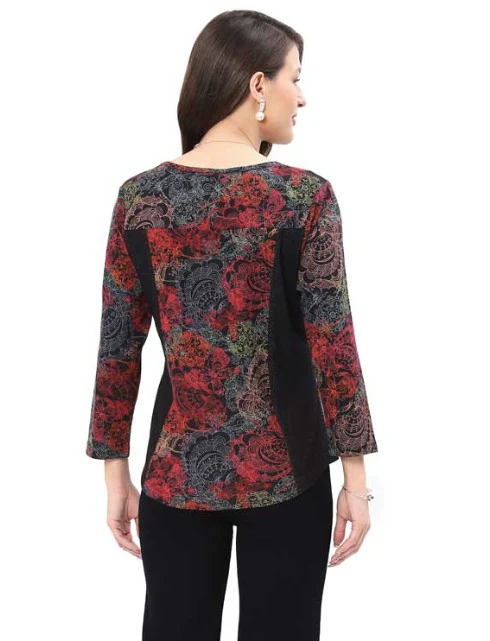 Parsley & Sage Rose Panel Button Top (BLK/RED) - Image 2