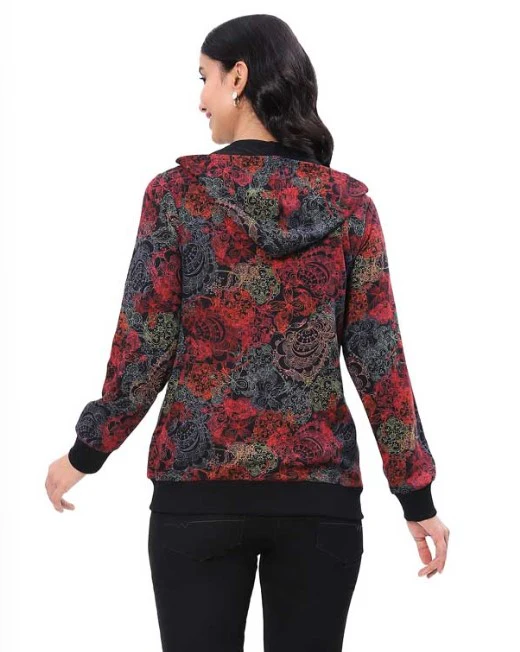 Parsley & Sage Rose Zip Front Hoodie Jacket (RED/BLK) - Image 2
