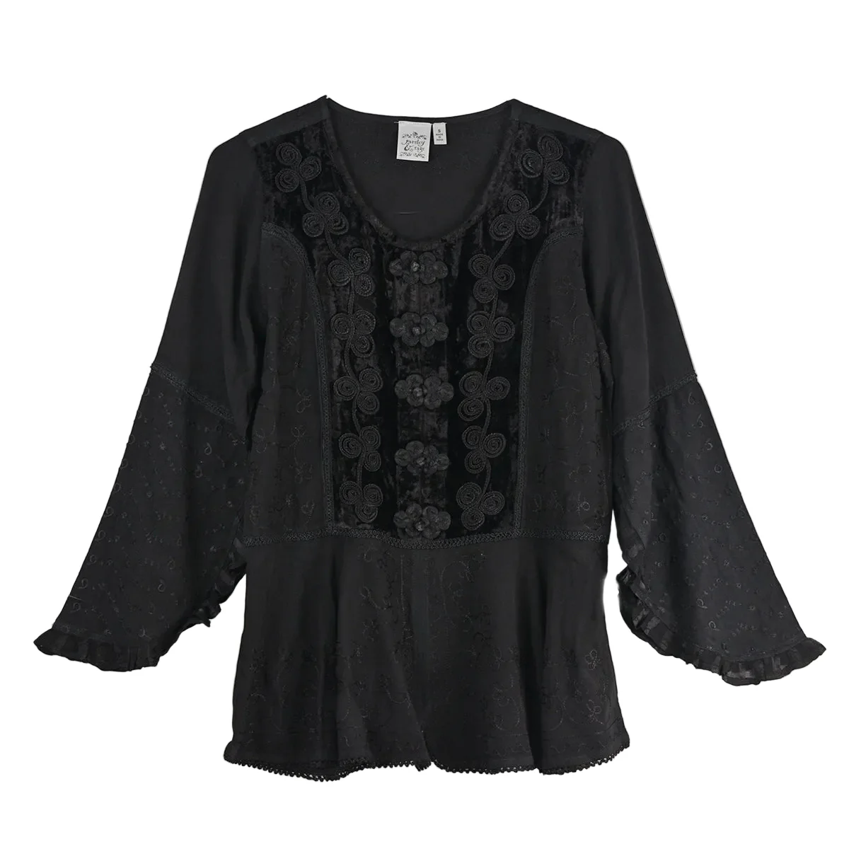 Parsley & Sage Sandy Embroidered Top (20F580C)(Black) - Image 2