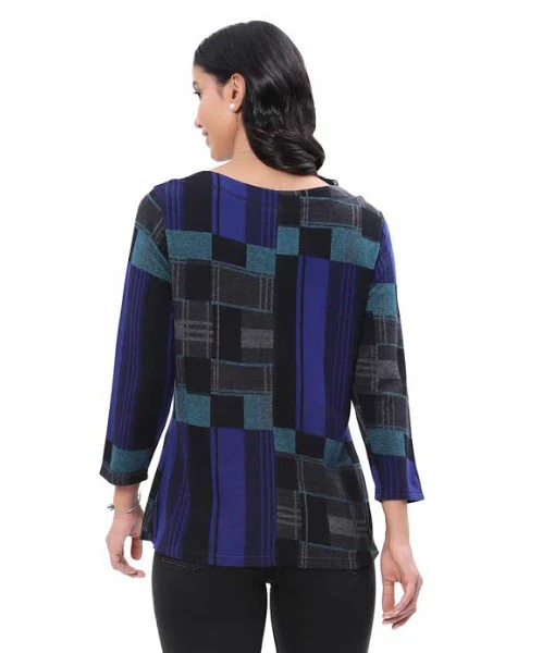 Parsley & Sage Steffi Geo Print Top (BLK/BLU) - Image 2