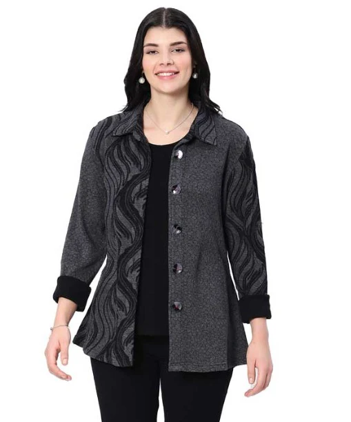 Parsley & Sage Trish Print Shirt/Jacket (BLK/GRY) - Image 2