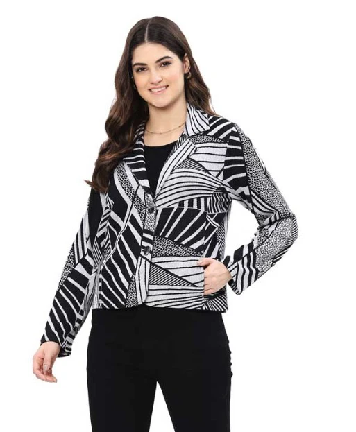 Parsley & Sage Tula Geo Print Jacket (BLK/WHT)