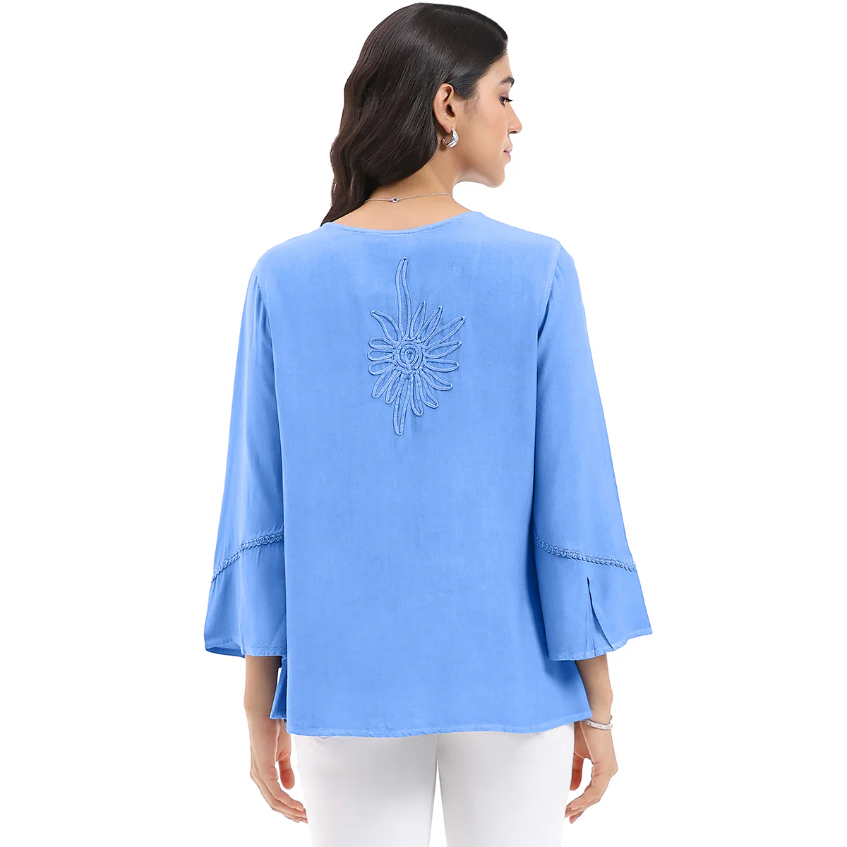 Parsley & Sage Pin Tuck Birdie Top (Blue)(26S484C) - Image 2