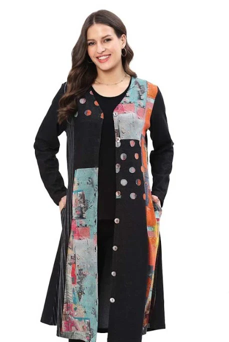 Parsley & Sage Vanita Multi-Pattern Dress (BLK) - Image 2