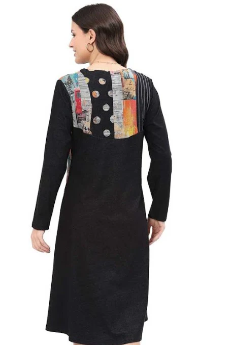 Parsley & Sage Vanita Multi-Pattern Dress (BLK) - Image 3