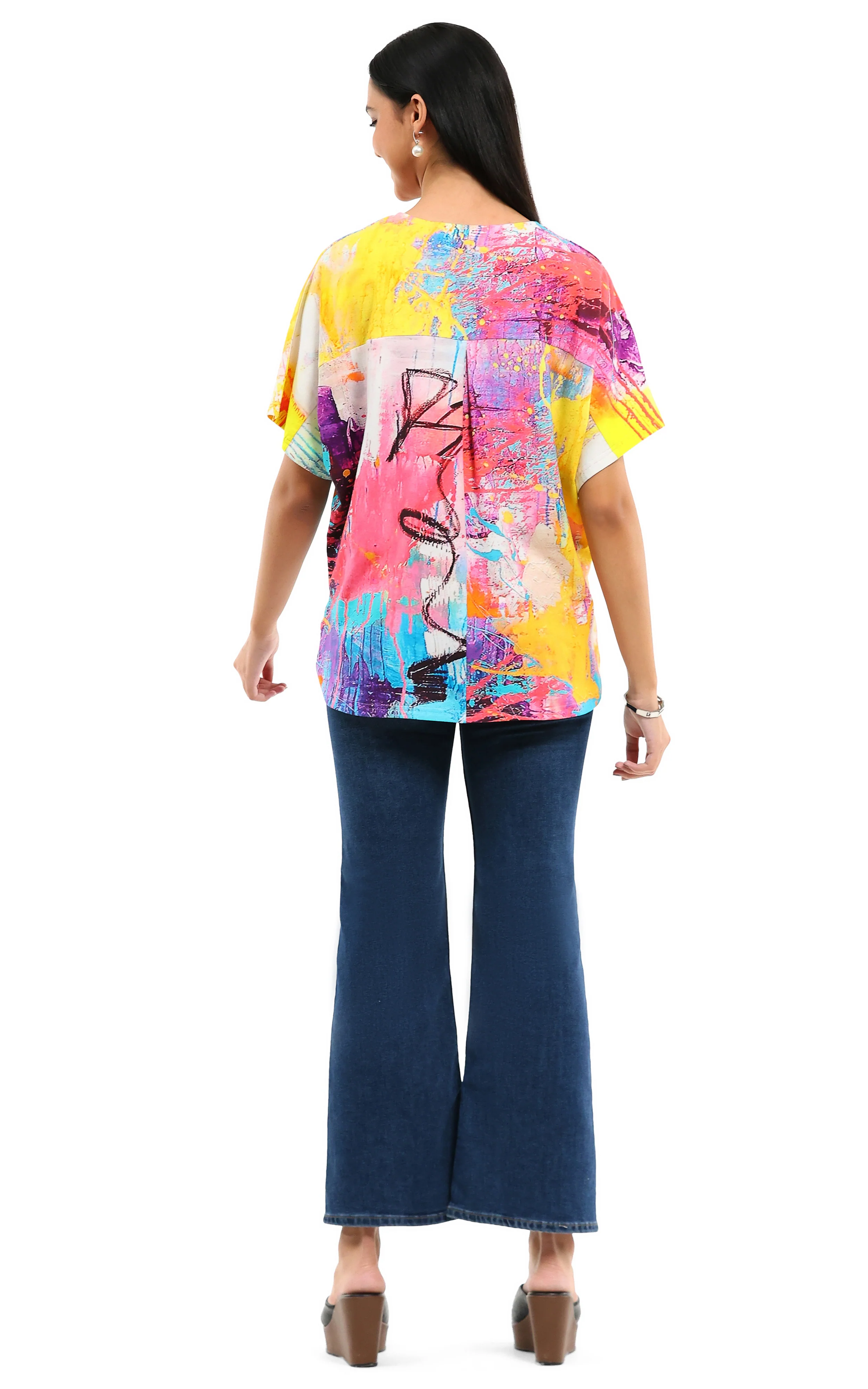 Parsley & Sage Vivian Abstract print Hi-Lo  Tee (26T20B) - Image 2