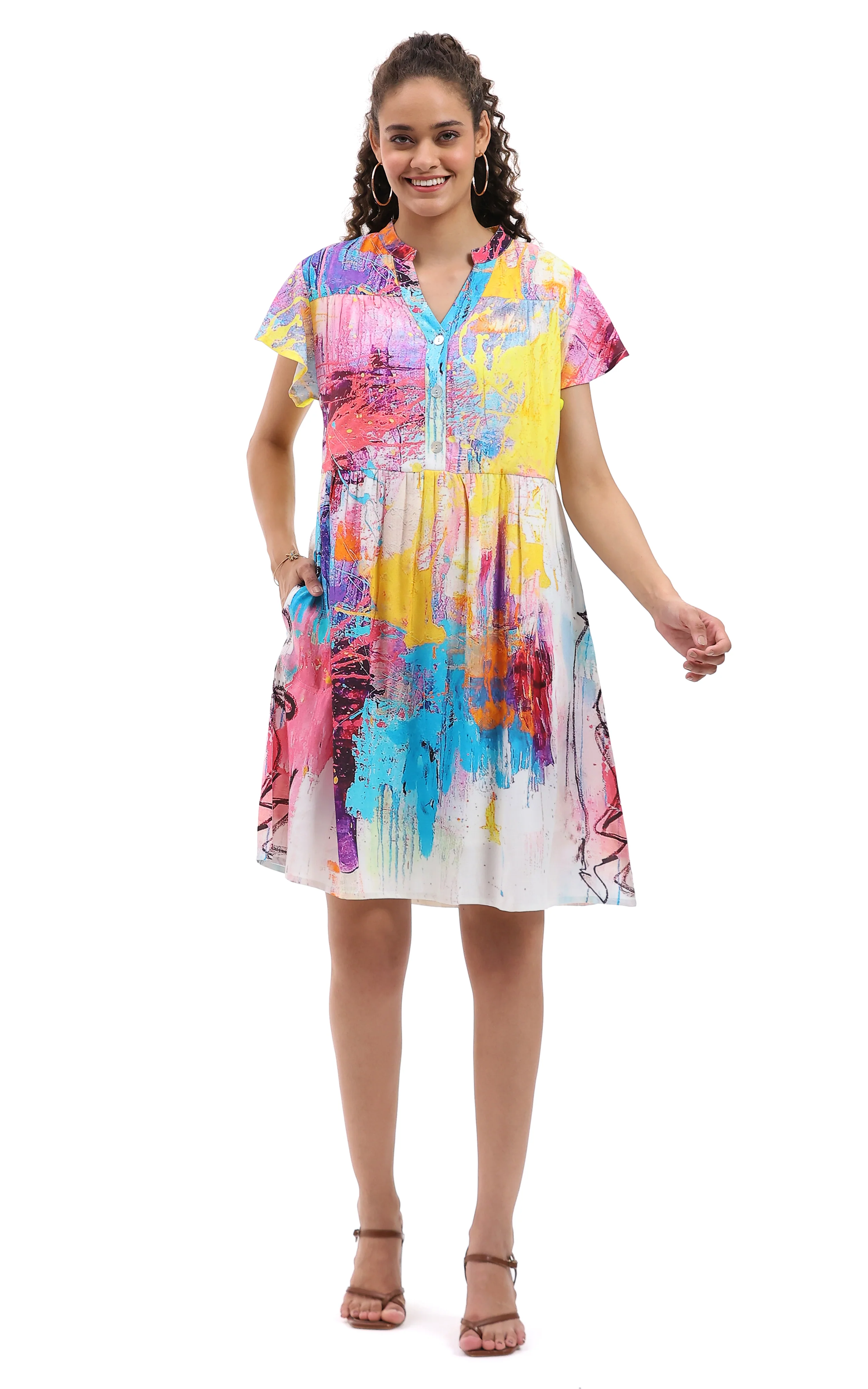 Parsley & Sage Vivian Abstract Print Dress (26T20D)