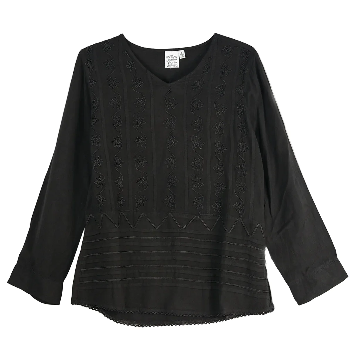 Parsley & Sage Emma Embroidered Tunic (Black ) - Image 3