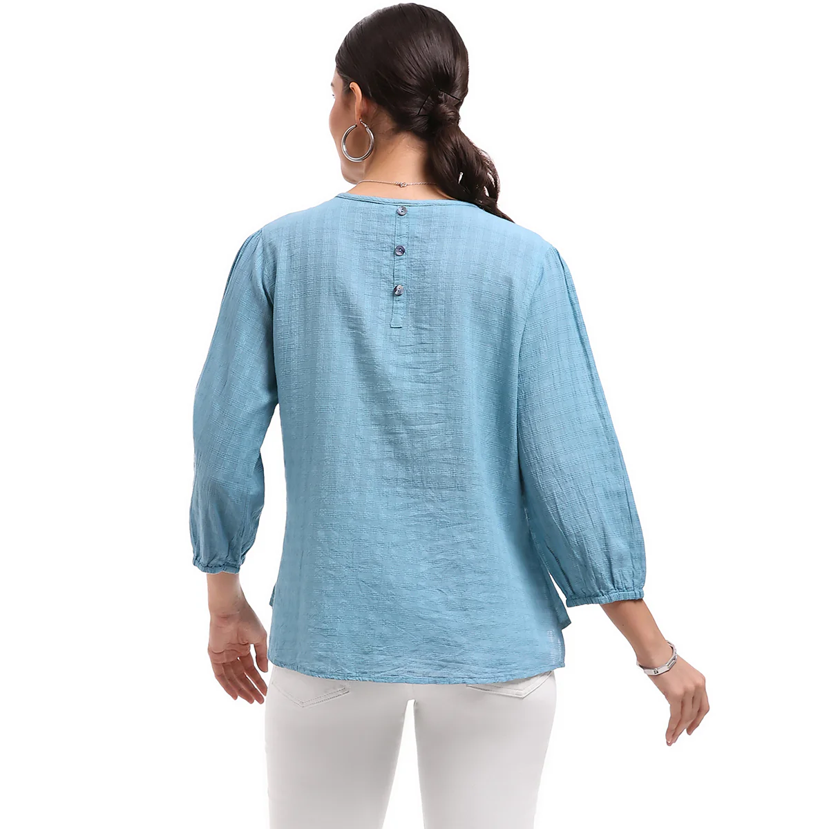 Parsley & Sage Cotton Gauze Zara Top (Teal)(26S482C) - Image 2
