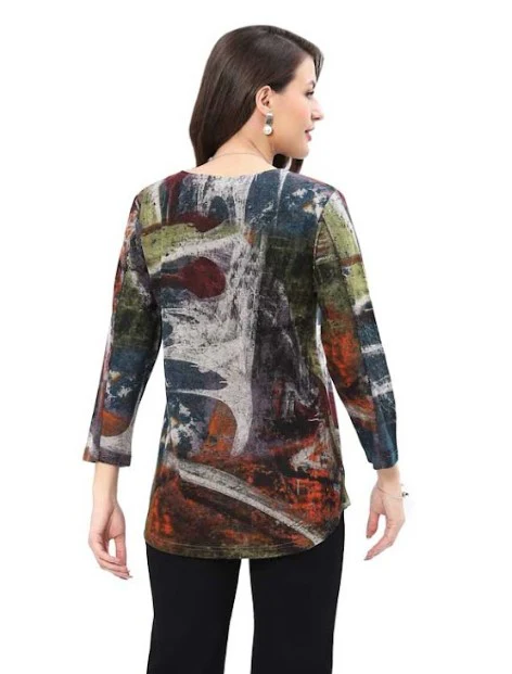 Parsley & Sage Yana Abstract Print Top (25W216C8P) - Image 2