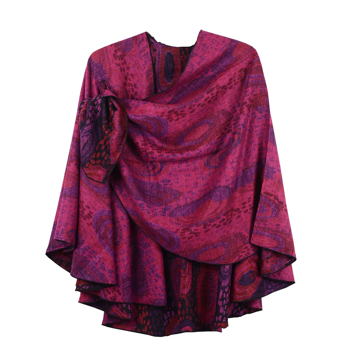 Rapti 100% Cashmere Reversable Loop Shawl (#69) HOTPNK - Image 2