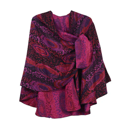 Rapti 100% Cashmere Reversable Loop Shawl (#69) HOTPNK - Image 3