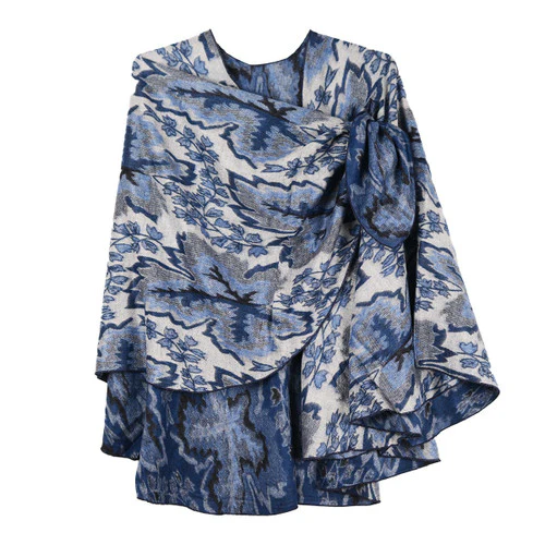 Rapti 100% Cashmere Reverse Loop Shawl (#11) BLUES/WHT - Image 3