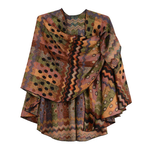 Rapti 100% Cashmere Reverse Loop Shawl #23 (Coral/ Olive) - Image 3
