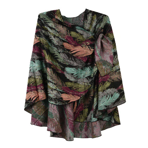 Rapti 100% Cashmere Reverse Loop Shawl (#26) BLK/TEAL/COR - Image 3