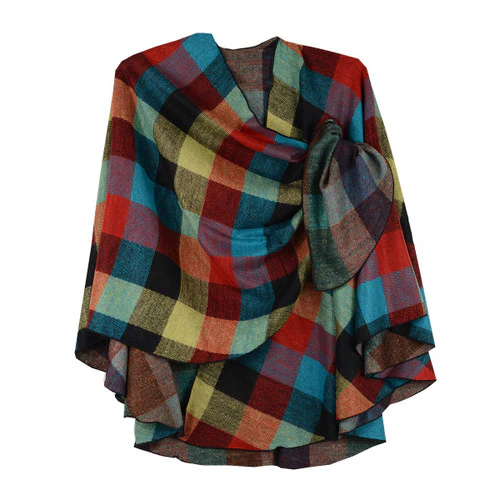 Rapti 100% Cashmere Reverse Loop Shawl (#62) Big Check - Image 3