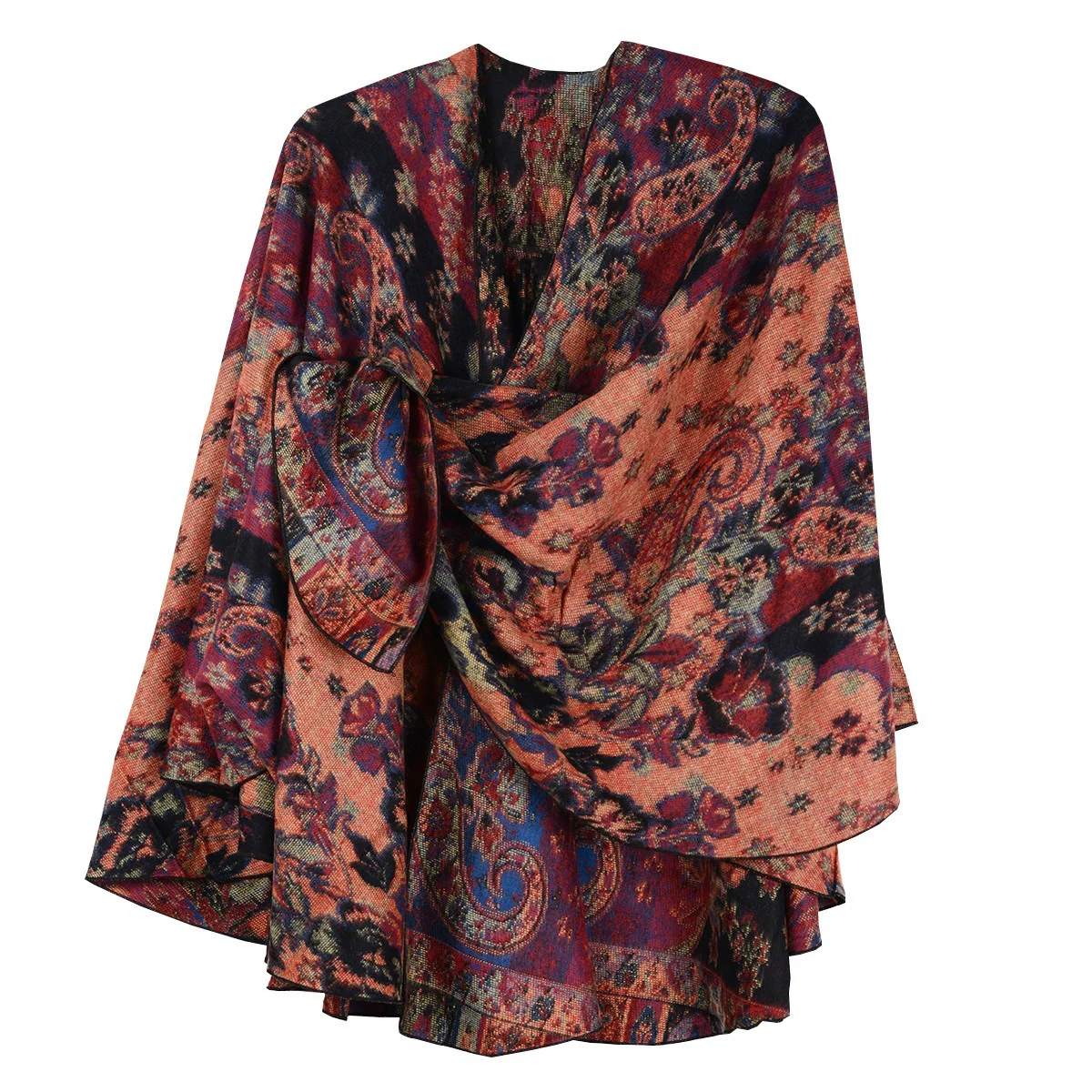 Rapti 100% Cashmere Reversible Loop Shawl (#21) BLK/MEL - Image 2