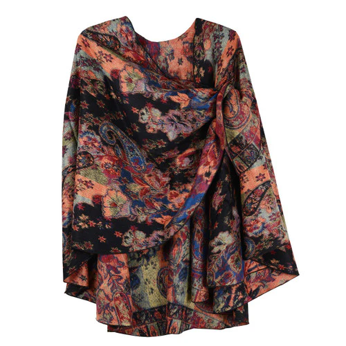 Rapti 100% Cashmere Reversible Loop Shawl (#21) BLK/MEL - Image 3