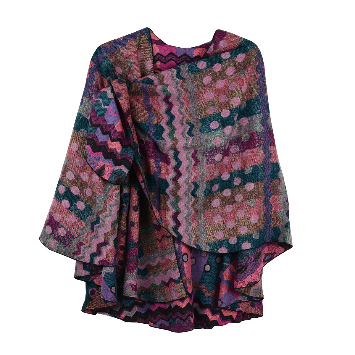 Rapti 100% Cashmere Reversible Loop Shawl (#65) PNKS/PURPS - Image 2