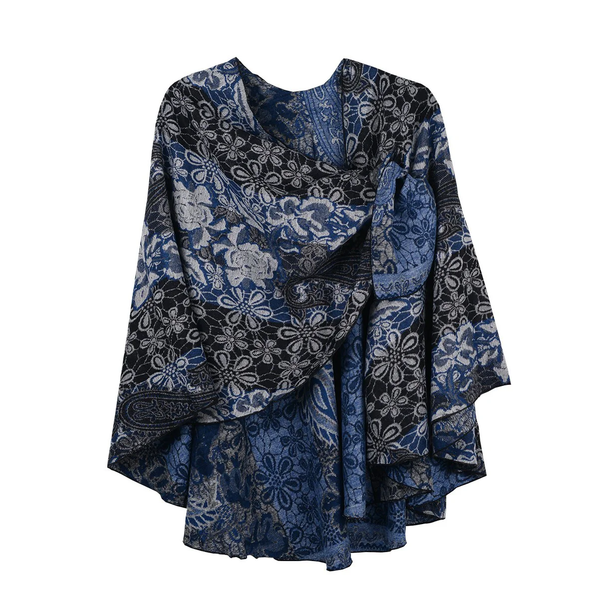 Rapti 100% Cashmere Reversible Loop Shawl (#68) BLU - Image 2
