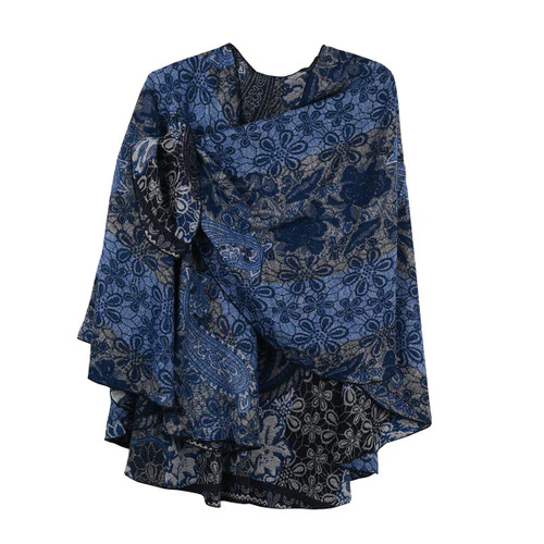 Rapti 100% Cashmere Reversible Loop Shawl (#68) BLU - Image 3
