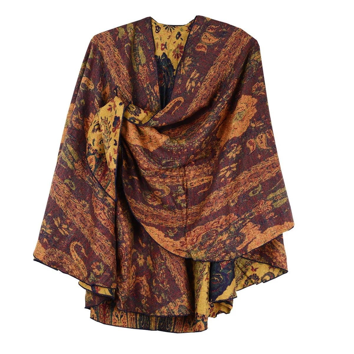 Rapti 100% Cashmere Reversible Loop Shawl (#73) YEL - Image 2