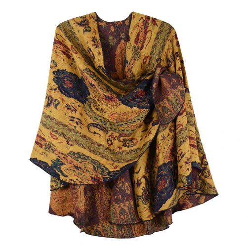 Rapti 100% Cashmere Reversible Loop Shawl (#73) YEL - Image 3
