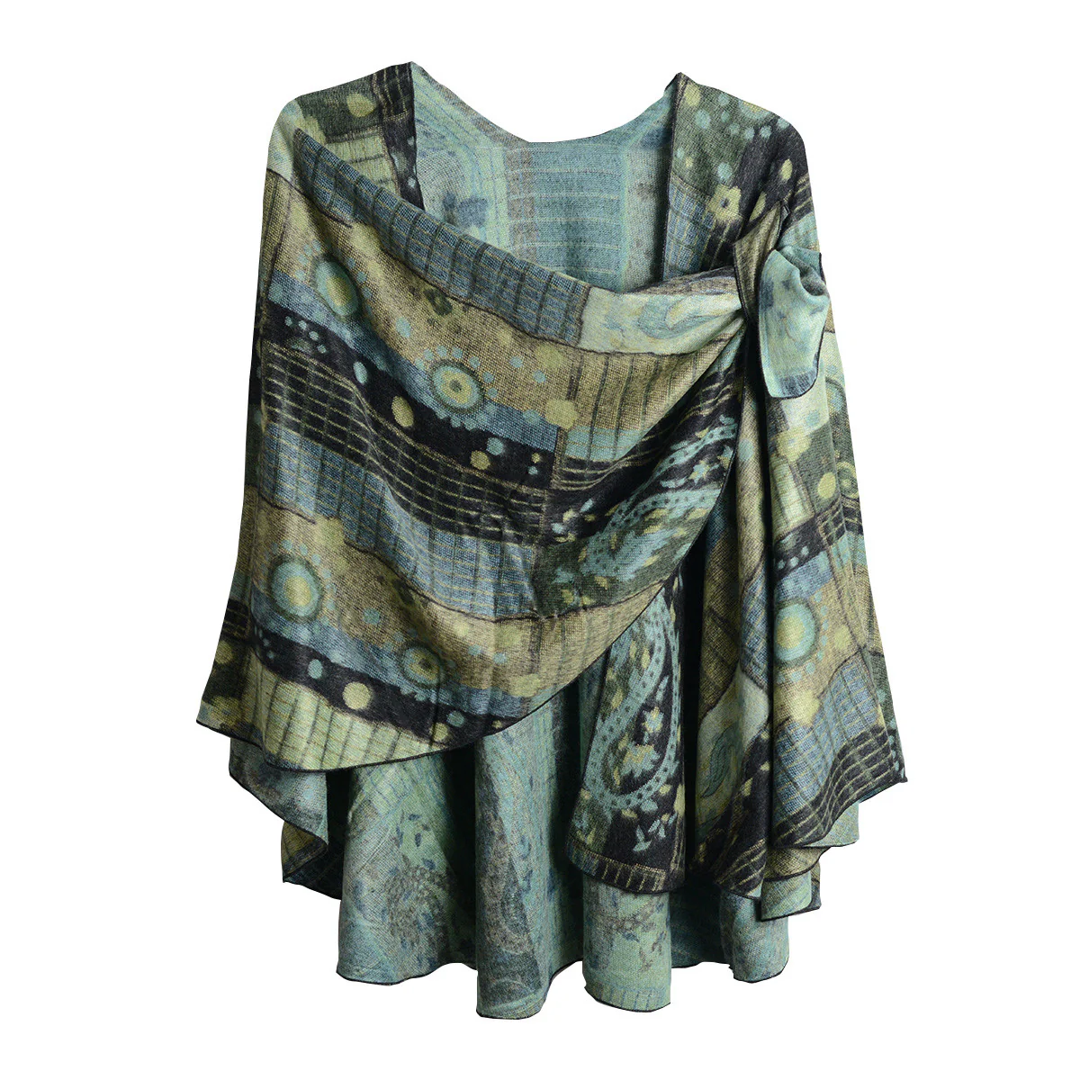 Rapti 100% Cashmere Reversible Loop Shawl (#9) SOFT BLUS/TAN - Image 2