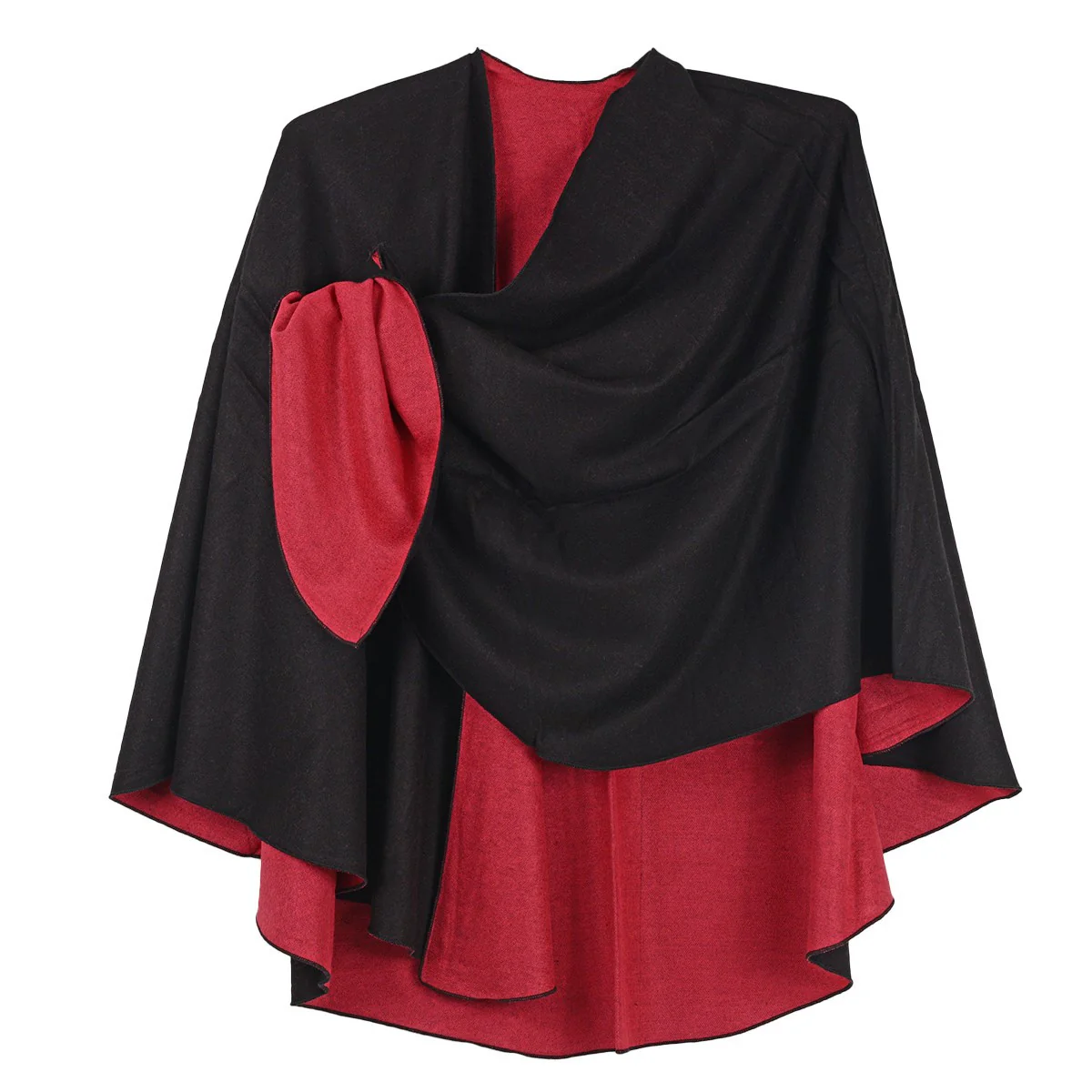 Rapti 100% Cashmere Solid Reversible Loop Shawl (RED/BLK) - Image 2