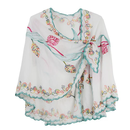 Rapti Embroidered Cotton Loop Shawl  (#4 ) (WHT) - Image 2