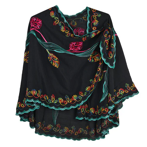 Rapti Embroidered Cotton Loop Shawl (#6) (BLK) - Image 2